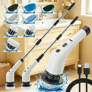 Super Electric Cordless Rechargeable Spin Scrubber, IPX7 Waterproof Multifunctional Scrubbing Spin Brush with 8 Brush Heads, Bathroom Shower Tub and Kitchen Wet Area Cleaning Tool