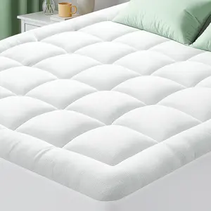 Mattress Topper Queen for Back Pain, Extra Thick Mattress Pad Cover, Plush Pillow Top, Deep Elastic Pocket, White Queen Size Mattress Pad Pillow Cover Quilted Fitted Mattress Protector Cotton Top 8-21" Deep Pocket Cooling Mattress Topper