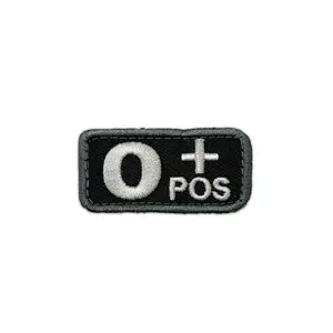O+ Blood Type Patch SWAT/TAC W/ Hook Fastener