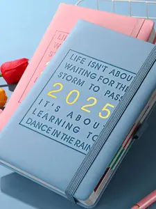 2025 Planner Notebook Agenda English Inner Leather Hardcover 160Sheets/320Pages 100GSM Monthly/Weekly/Daily Plane Dairy Journal For Students Gifts Office&School Supplies Stationery Christmas Gifts New Year