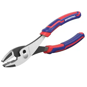 #fathersdaygift WORKPRO Slip Joint Pliers Tool, Large Soft Grip,Rust Prevention Finish, 3-Zone Serrated Jaw Forged from High Carbon Steel for Maximum Grip