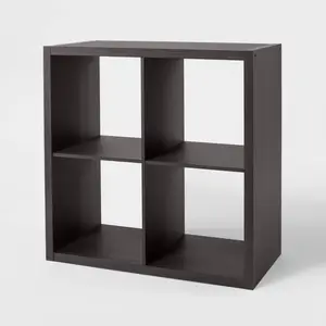 13" 4 Cube Organizer Black Oak - Brightroom: Decorative Bookshelf, Cubby Storage, MDF & Particle Board, 13" System Compatible