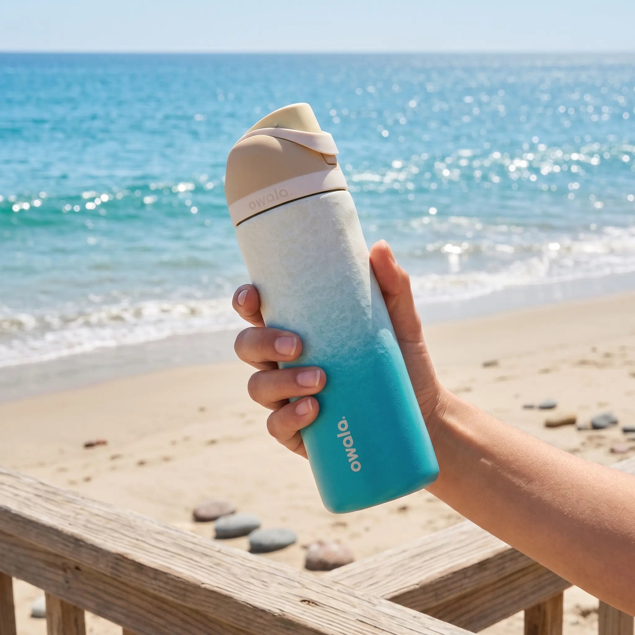 Owala Rolling In FreeSip 24 oz Insulated Stainless Steel Water Bottle, Blue Beach Birthday Bash 2026, Leak-Proof