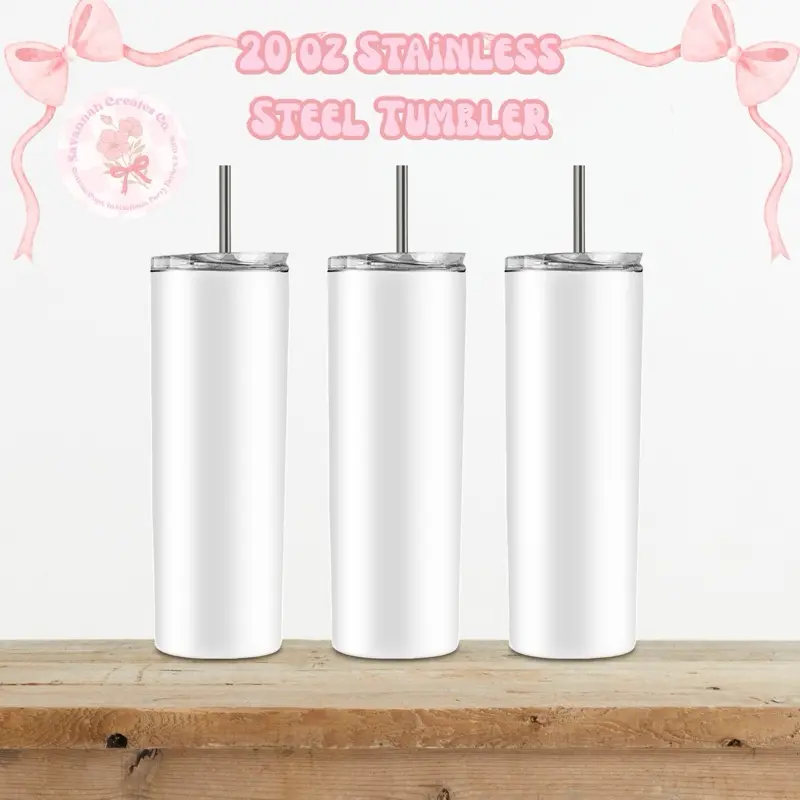 20 oz skinny tumbler with straw Water Bottles Drinkware Reusable Stainless Steel