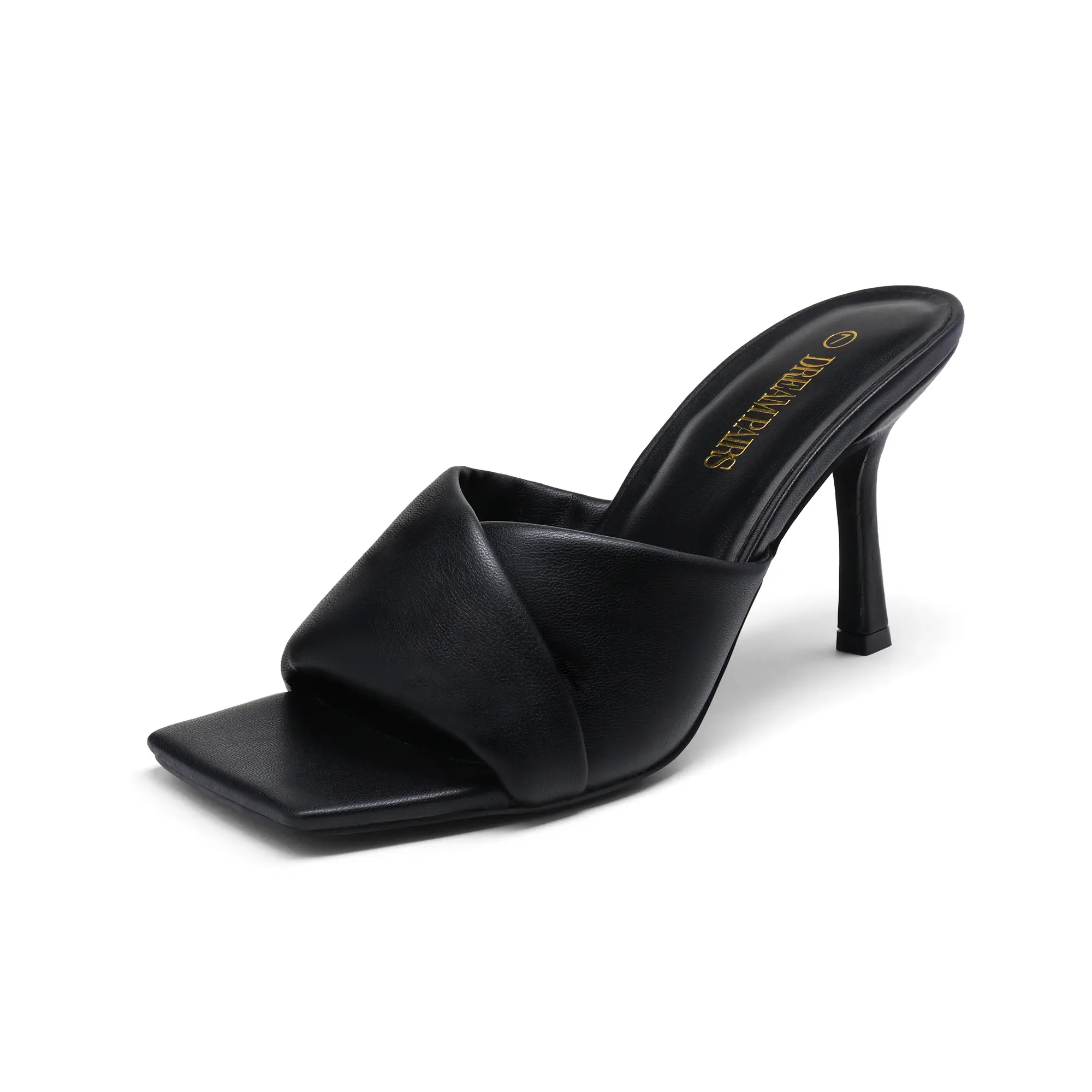 DREAM PAIRS Women's Open-Toe Crisscross Stiletto Mule Heels - Black Slip-On Sandals with Soft Rubber, Cotton & Leather Upper, Cushioned Insole for Summer, Heels For Women, Casual, Open-Toe Pumps Sleek, Slide-On Mule, No Fuss, Sandals Women, Black Heels