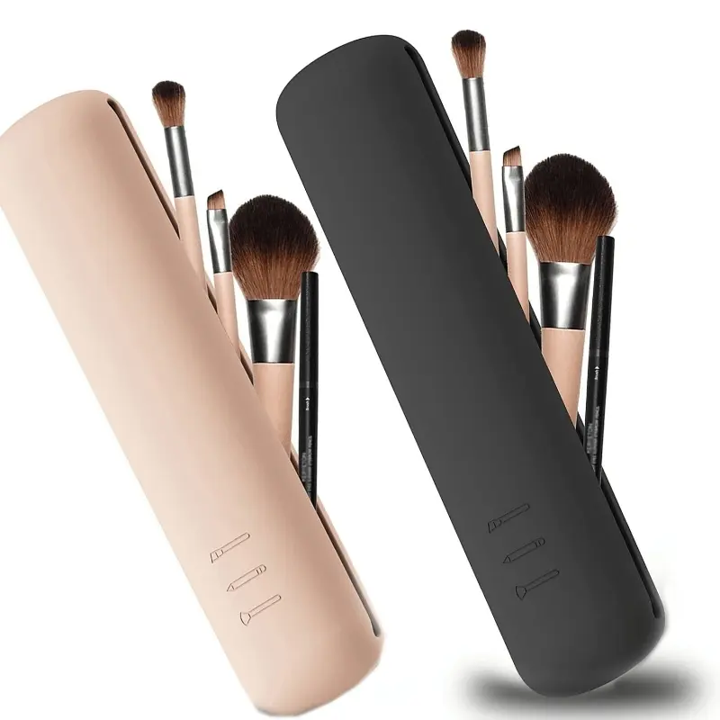 Silicone Makeup Brush Storage Bag, Waterproof Travel Case, Magnetic Portable Makeup Pouch, Multi-Functional, Unisex, Lightweight, Fragrance-Free, Makeup Brush Organizer, Brush Makeup Holder