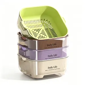Detachable Double Layer Drain Colander, Ins Aesthetic Large Capacity Kitchen Washing Basket for Fruits, Vegetables and Food Strainer