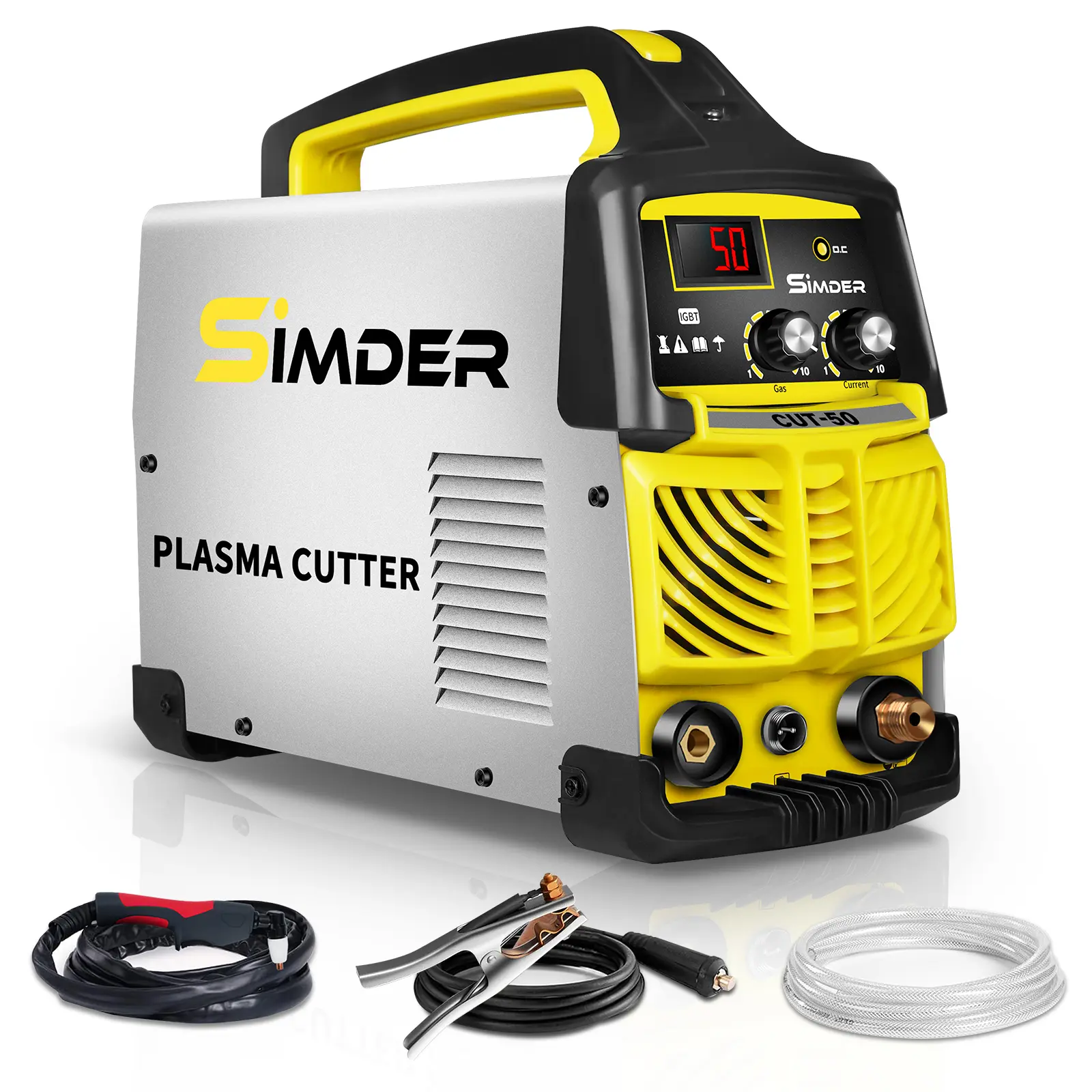 【Springtok】S SIMDER Plasma Cutter 50Amp Plasma Cutter Machine with Dual Voltage 110V/220V Non-Pilot Arc 1/2 Inch Clean Cut Plasma Cutting Equipment with High-Frequency Easy Metal Cutter LCD Display IGBT Inverter