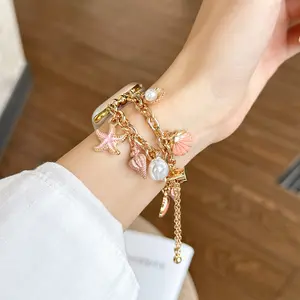 Ocean Mermaid Pearl Metal Band for Apple Watches 38/40/41/42/44/45/49, Stylish and Durable Strap for Women, Watch Straps, Smartwatch Strap, Perfect for All Occasions