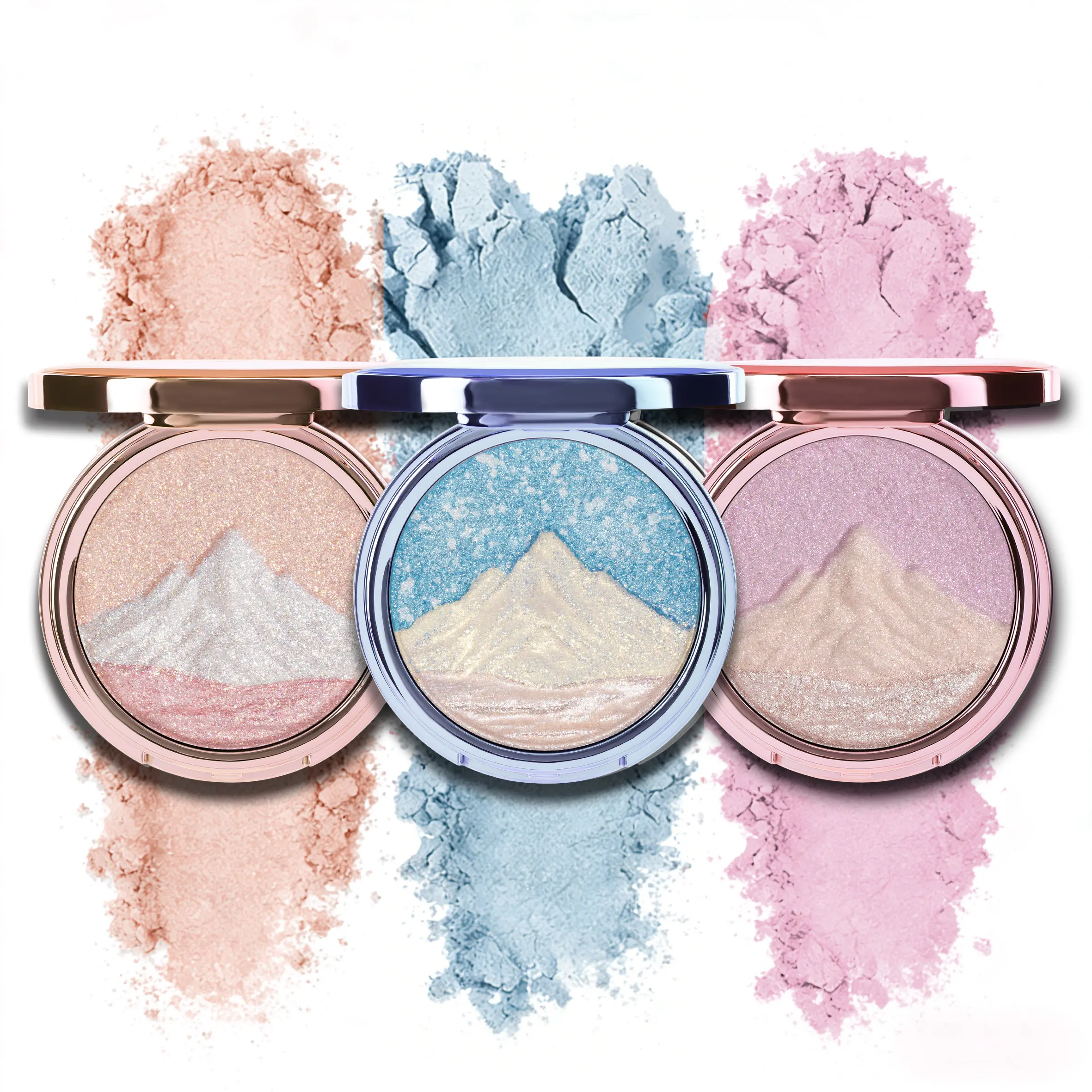 Truth'key Potato Mousse Highlighter Palette, 3-Shade Makeup Compact for Day to Night Glow, Silky Blendable Radiance Powder, Cosmetic, Assorted Shades Highlighters & Luminizers