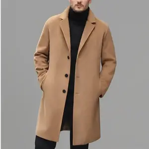 Men's Classic Wool Blend Long Overcoat - Timeless Style for Winter