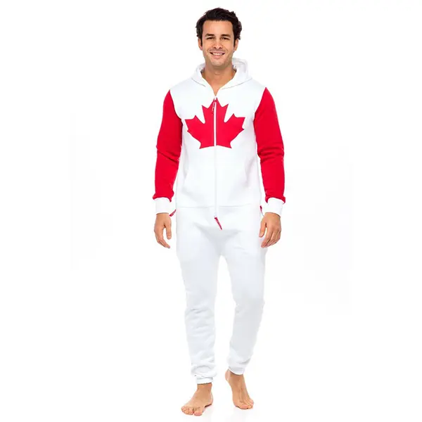 SKYLINEWEARS Men's Onesie Adult OnePiece Jumpsuit  Non Footed  Canadian Flag Pajamas Playsuits