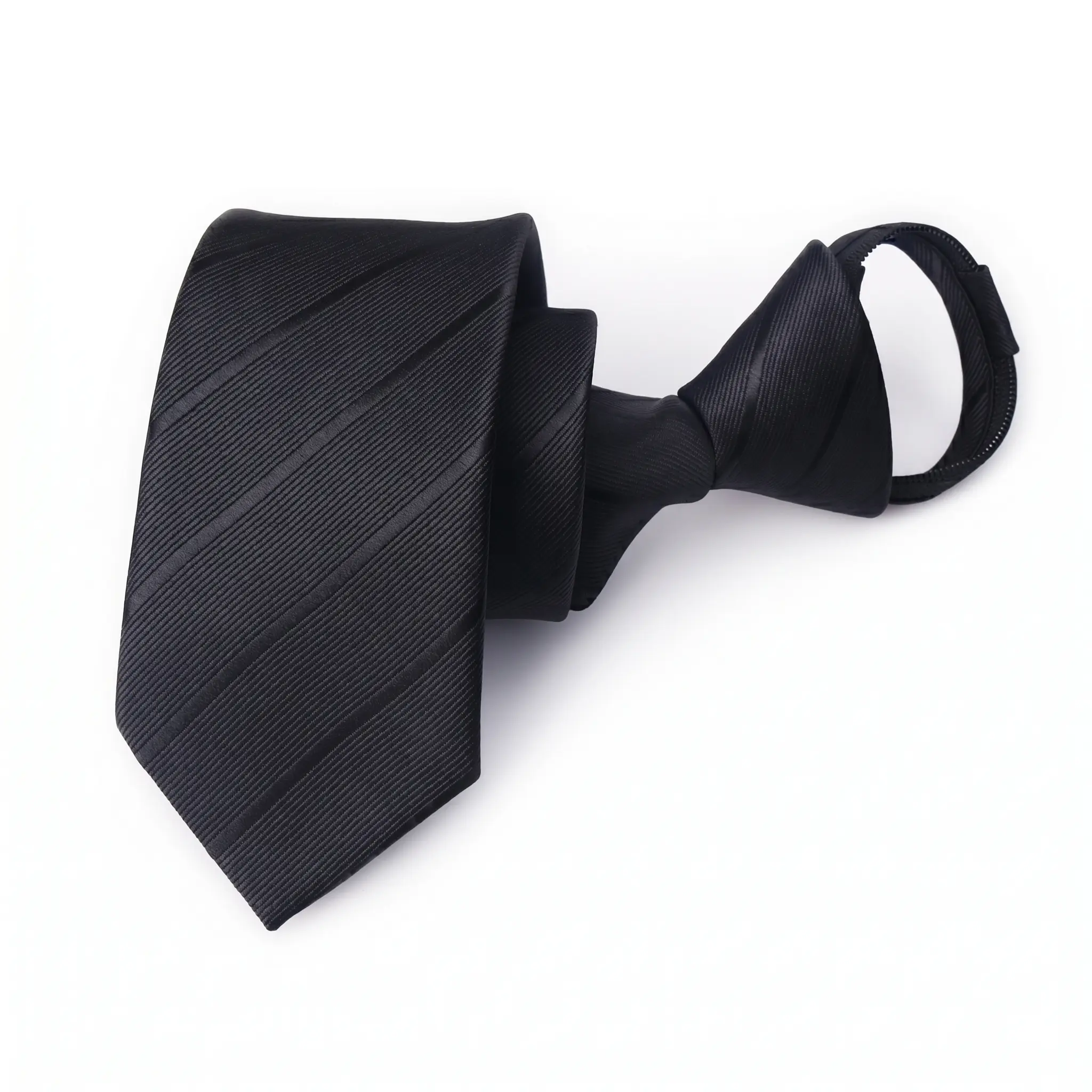 Men's Pre Tied Zipper Necktie - Formal Business Accessory with Hidden Zipper System and Permanent Symmetrical Knot Structure