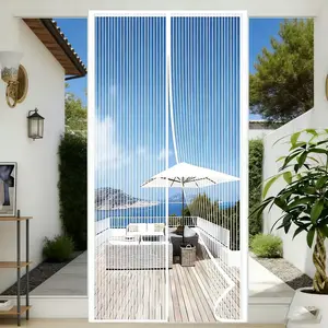 Magnetic Door Curtain, Breathable Magnetic Mesh Curtain, Easy Installation Polyester Bug Screen, Suitable for Wooden Frame Doors