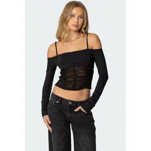 Susie Off Shoulder Mesh Top
