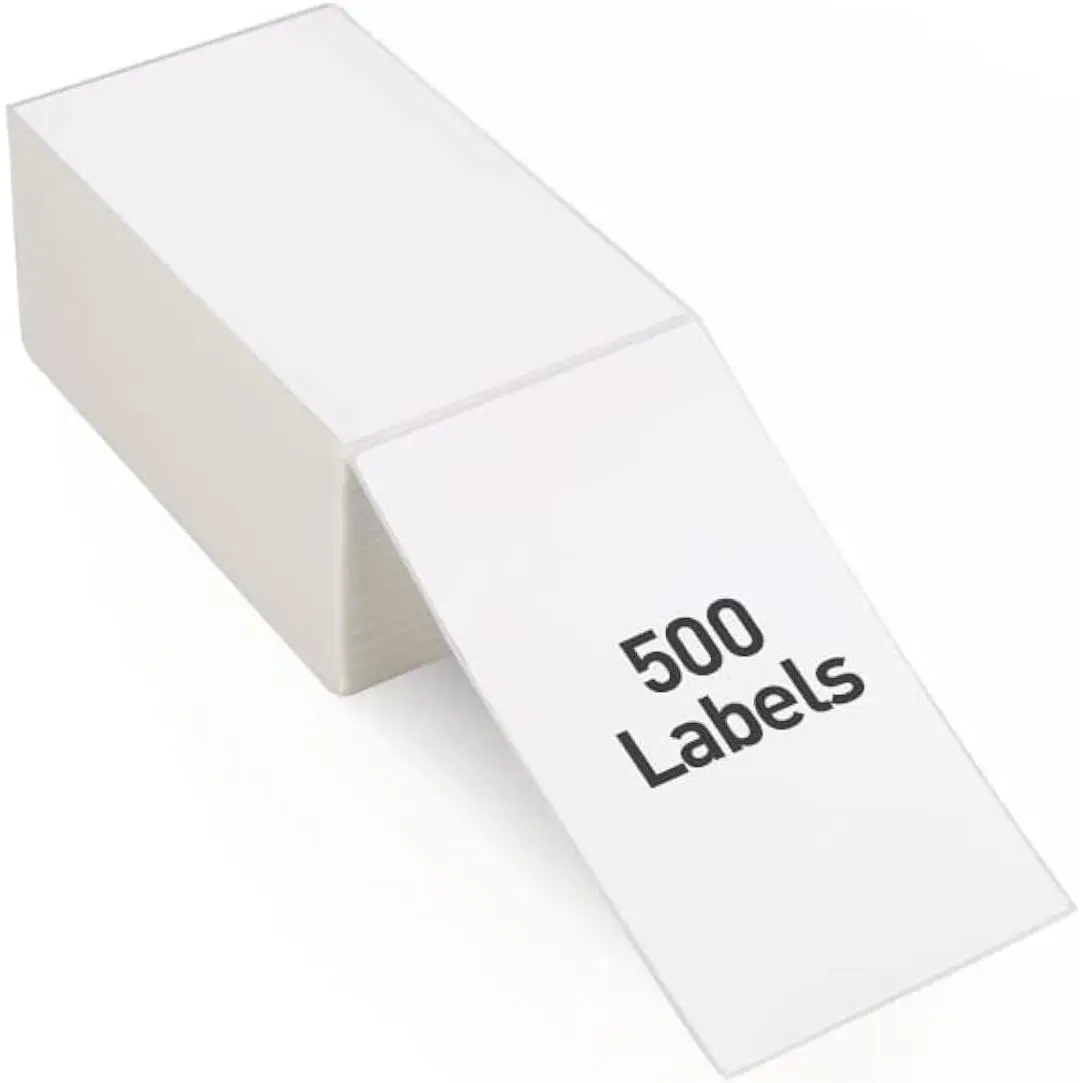 Fanfold 4"x 6" Direct Thermal Shipping Labels Self Adhesive, 500 Postage Mailing Labels Thermal Sticker Paper Shipping Labels for Thermal Printer,  Soonmark Zebra Compatible
