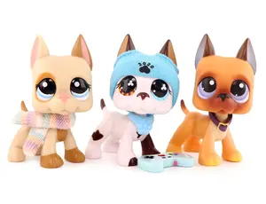 3 pc Rare Mini Pet Shop Cat Collie Great Dane Bobble Head Figure Toy for Kids Collectable Toyset