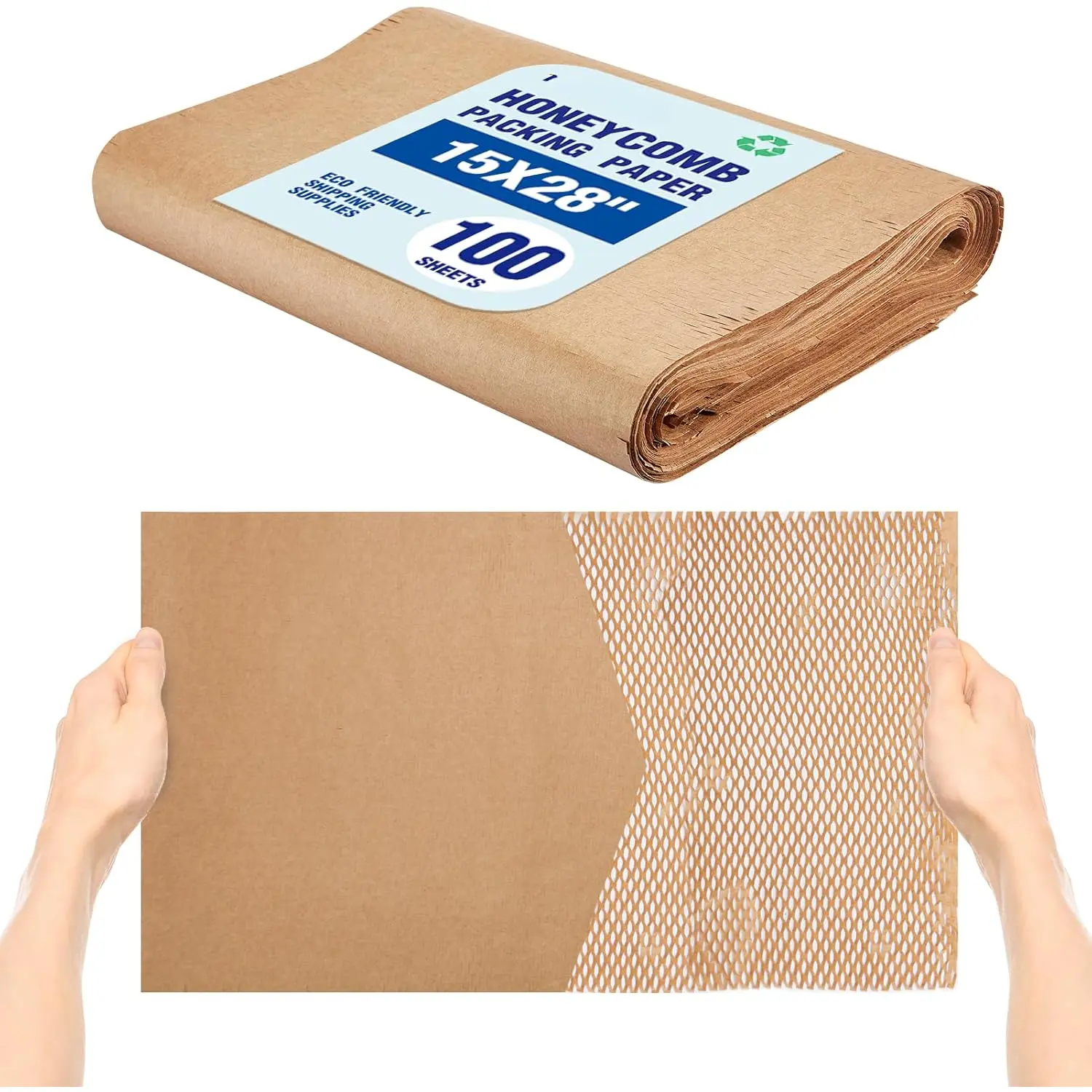 15" x 28" Honeycomb Packing Paper Sheets for moving 100 count, Wrapping Paper for Bubble Cushioning Wrap and Shipping Packaging, Biodegradable & Fully Recylable, Brown