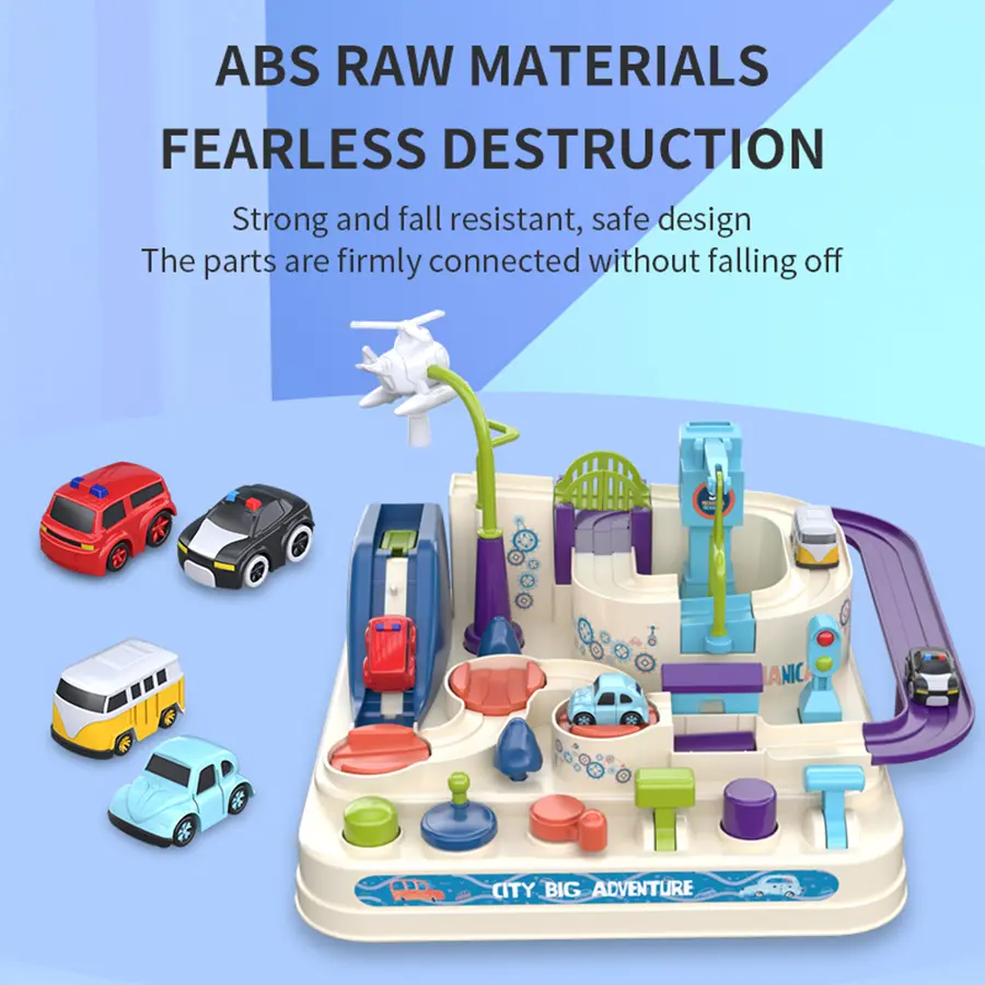 Battery-Free Mechanical Car Adventure Toy, Kids Car Track Playset with City Rescue Theme & 6 Obstacle Levels, STEM Logical Thinking Educational Puzzle Game, Perfect Gift for Boys & Girls Ages 3 and Up
