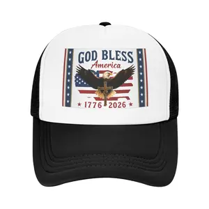 Unisex American Eagle Emblem Mesh Baseball Trucker Cap - 1776-2026 USA 250th Birthday Patriotic, 100% Premium Polyester Windproof Breathable, Buckle Adjustable Casual 4th Of July Party Accessory