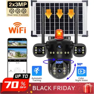 3 Lens Solar Wireless Security Camera – 360° Pan/Tilt WiFi CCTV, Battery Powered Outdoor Home Surveillance System,for Valentine’s Day Gift