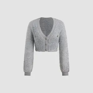 Cider [size 2-10] V-neck Knitted Long Sleeve Crop Cardigan SwimWeek