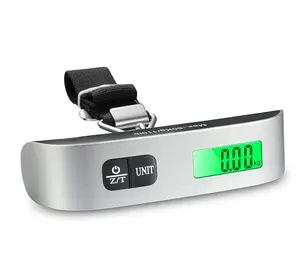 Digital Luggage Scale, LCD Display Backlight Temperature Baggage Scale with 110lbs Capacity, Portable Stainless Steel Hanging Luggage Weight Scale