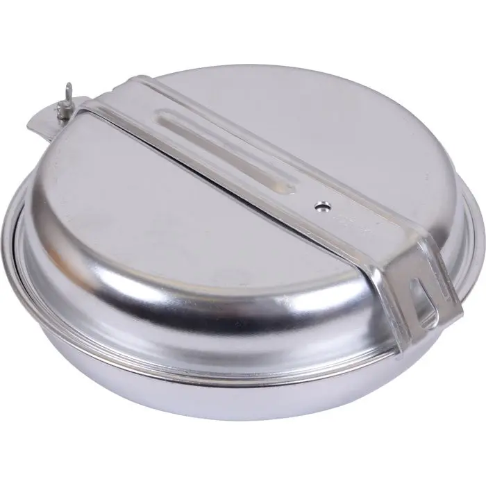 Military Government Issue Style 5-Piece Deluxe Aluminum Mess Kit, Compact Outdoor Hiking Camp Kitchen Essential, Space-Efficient