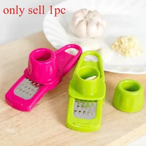 Manual Garlic Press Peeler Tool Multi-Function Ginger Crusher Mincer Kitchen Gadget for Chopping Grinding Slicing Vegetable Grater