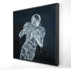 Begin Home Decor 2081-2424-SP66 24 x 24 in. Football Player Framed Canvas - Sports Bedroom Decor