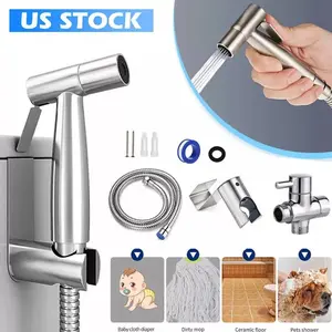 Toilet Shattaf Adapter Hose Bidet Spray Stainless Steel Handheld Shower Head
