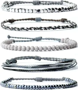 Rope Bracelets Pack String & Beaded Bracelet Stack - Set of 5 Stackable Bracelets For Women, Summer Accessories & Bohemian Bracelets for Teen Girls