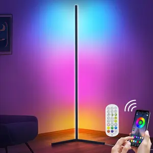 RGBIC Wall Corner LED Light, Adjustable RGB Lighting, USB Powered LED Floor Light with Remote Control, 1 Count Music Synchronization Control LED Ambient Light for Home Living Room Bedroom Decor Decorative Wall Light