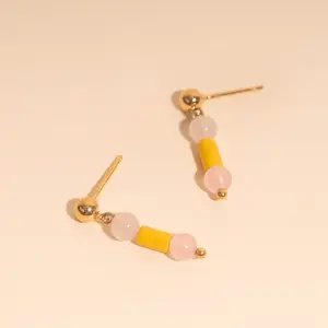 Spring Bead Drop Stud Earrings