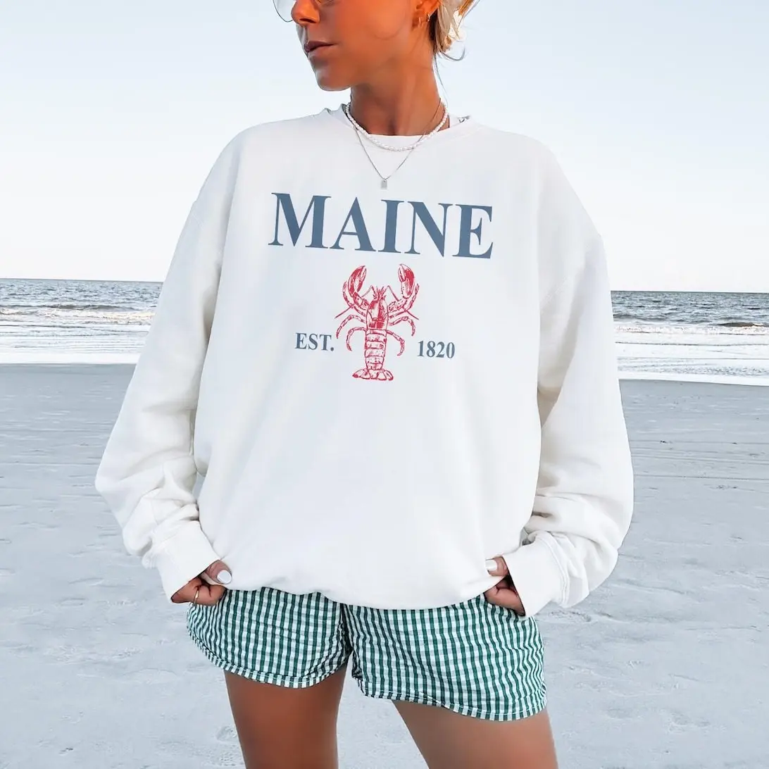 Vintage Maine Lobster Sweatshirt, Retro Crewneck Pullover
