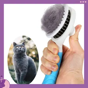 Self Cleaning Slicker Brush - Cat Brush Skin-Friendly Deshedding Grooming Massaging Tool for Long & Short Haired Pets, Cat Hair Brushes Easy Removes Undercoat for Dogs Cats Rabbits - UPGRADED, Blue(Costume Sets)