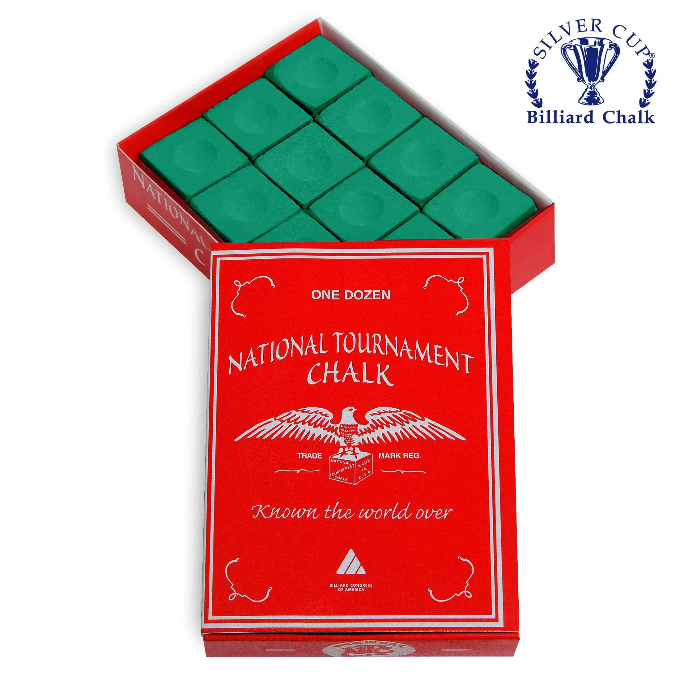 National Tournament Billiard Chalk Tournament Green 12 pcs
