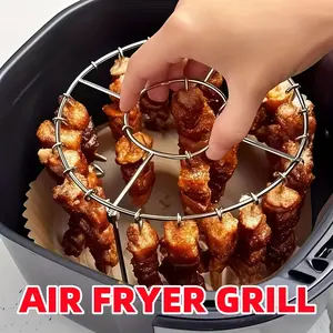 Stainless Steel BBQ Rack for Air Fryer, Compatible with 3qt-6qt Air Fryers, Even Heating, Ideal for Meat and Vegetables, Kitchen and Outdoor Use