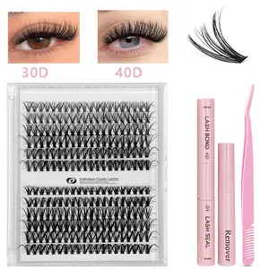 30/40 Cluster DIY Lashes  Includes Glue & Tweezers All-in-One Kit for Layered  Captivating Eyes with Long-Lasting Hold