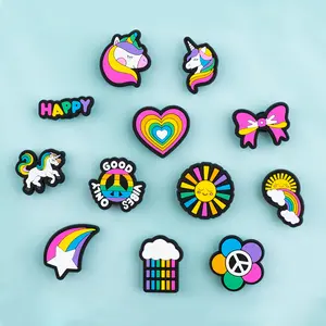 RainBow Unicorn Shoe Charms Girls 12PCS PVC Clog Pins Accessories Party Favors Birthday Gifts Holidays Decoration for Boys Women Girls