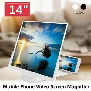 14" Screen Magnifier for Cell Phone 3D HD Magnifying Projector Screen Enlarger for Movies, Videos and Gaming Foldable Phone Stand with Screen Amplifier Compatible with All Smartphones