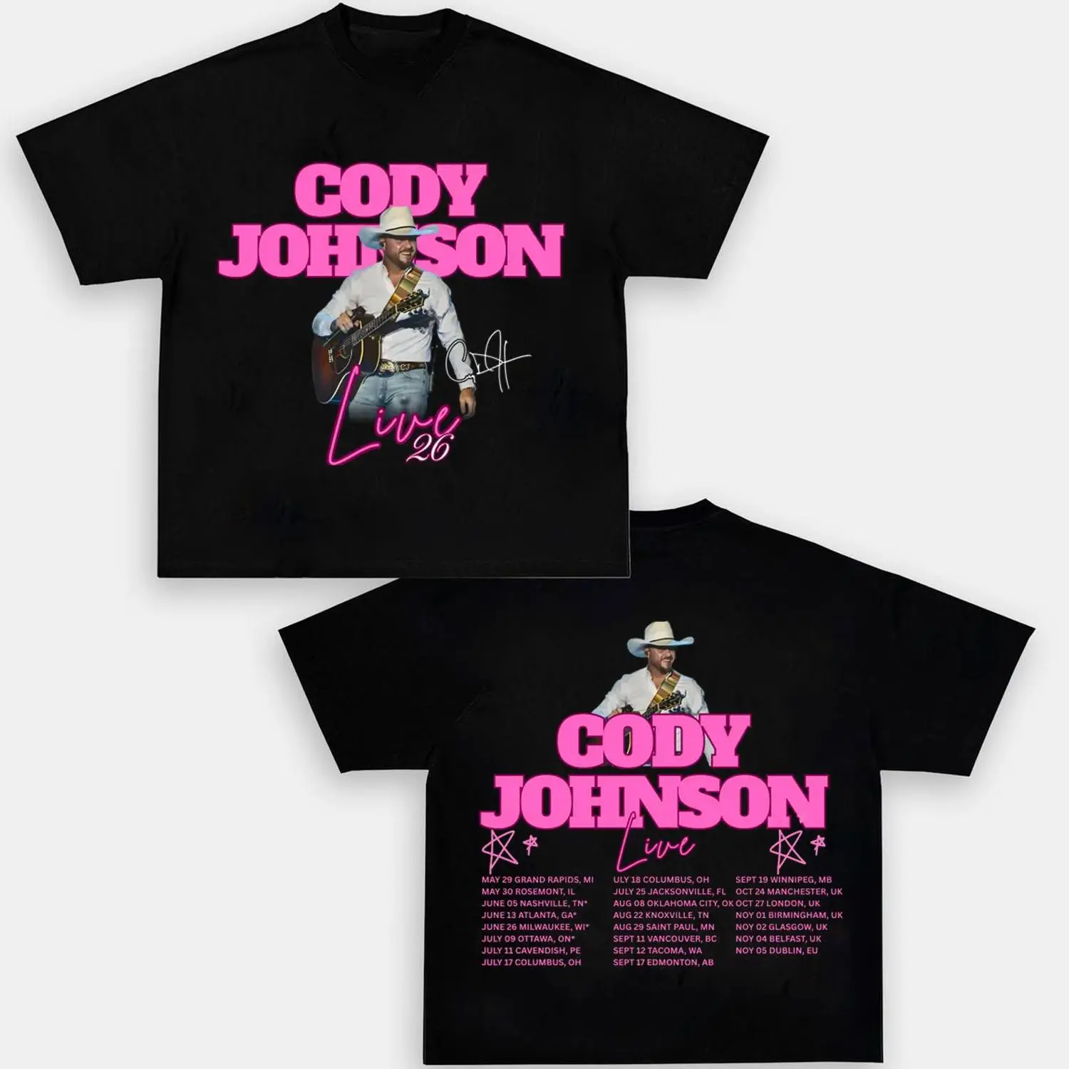 Cody Johnson Tour 2026 Country Concert Shirt Live '26 Tour Dear Rodeo With You I Am Banks Of The Trinity Vintage Tee HY5510