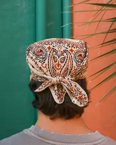 Bight Dusty Off-White Block Printed Bandana—100% Organic Cotton