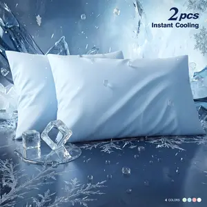 2 Pack Cooling Pillowcases, Cool Touch Silky Soft Covers for Hot Sleepers, Breathable & Gentle on Hair & Skin, Stay Cool All Night