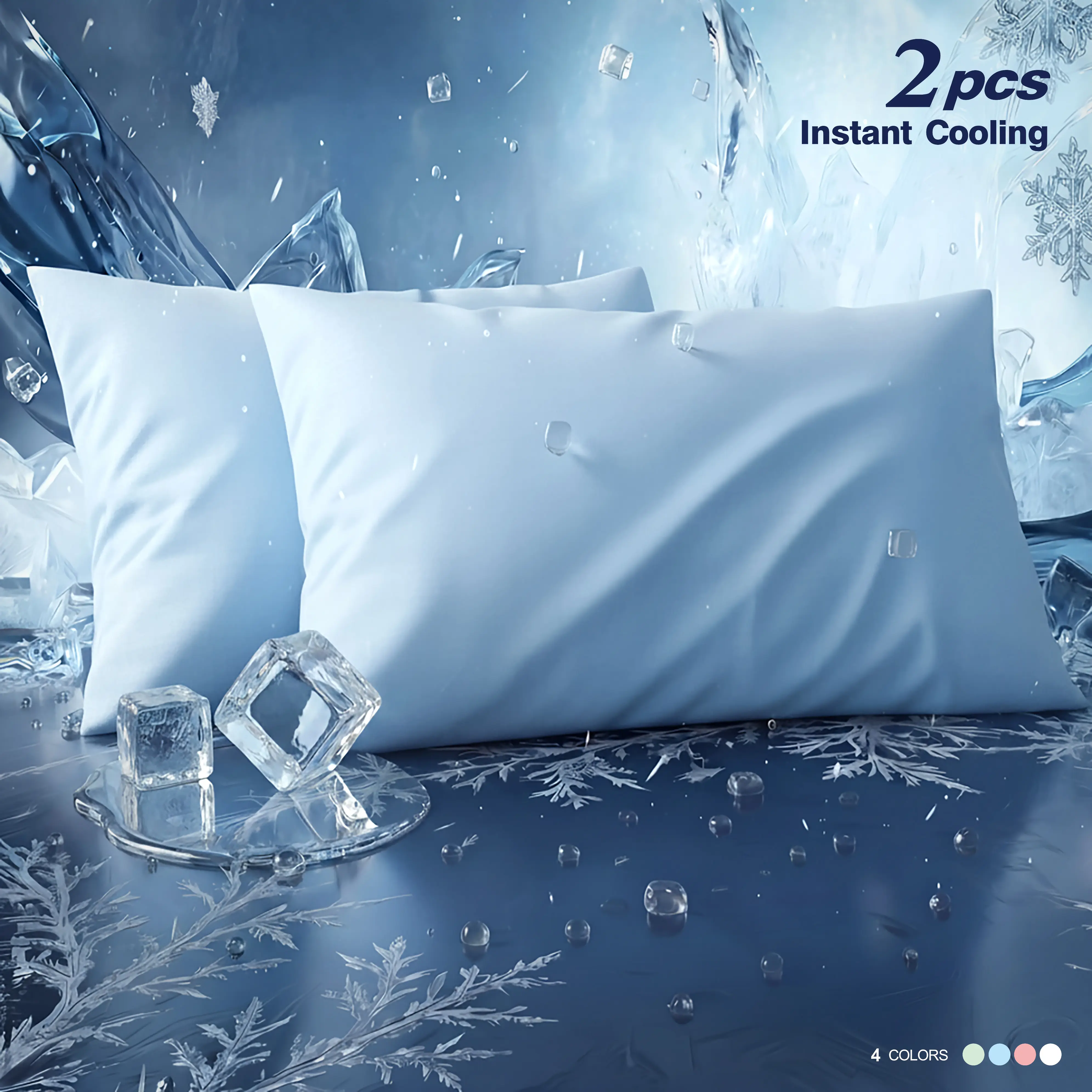 2-Pack Cooling Bedding Pillowcases, Silky Smooth Standard/Queen Nylon Bedding Covers (90% Nylon), Deep Envelope Closure, Fade Resistant, Friction-Free Surface, Breathable, Skin-Friendly for Hot Sleepers, Machine-Wash Easy Hair & Skin Care Support