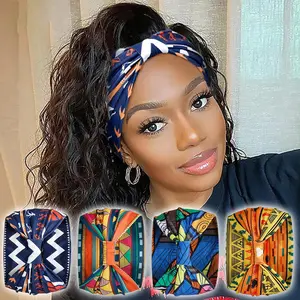 [Vibrant Headbands] 4pcs Vibrant Non-Slip Bohemian African Knot Headbands for Women | Wide Sport Headbands with Geometric & Tribal Print for Workouts, Festivals, Graduations - Colorful Fashion Accessory, Durable Fabric Band