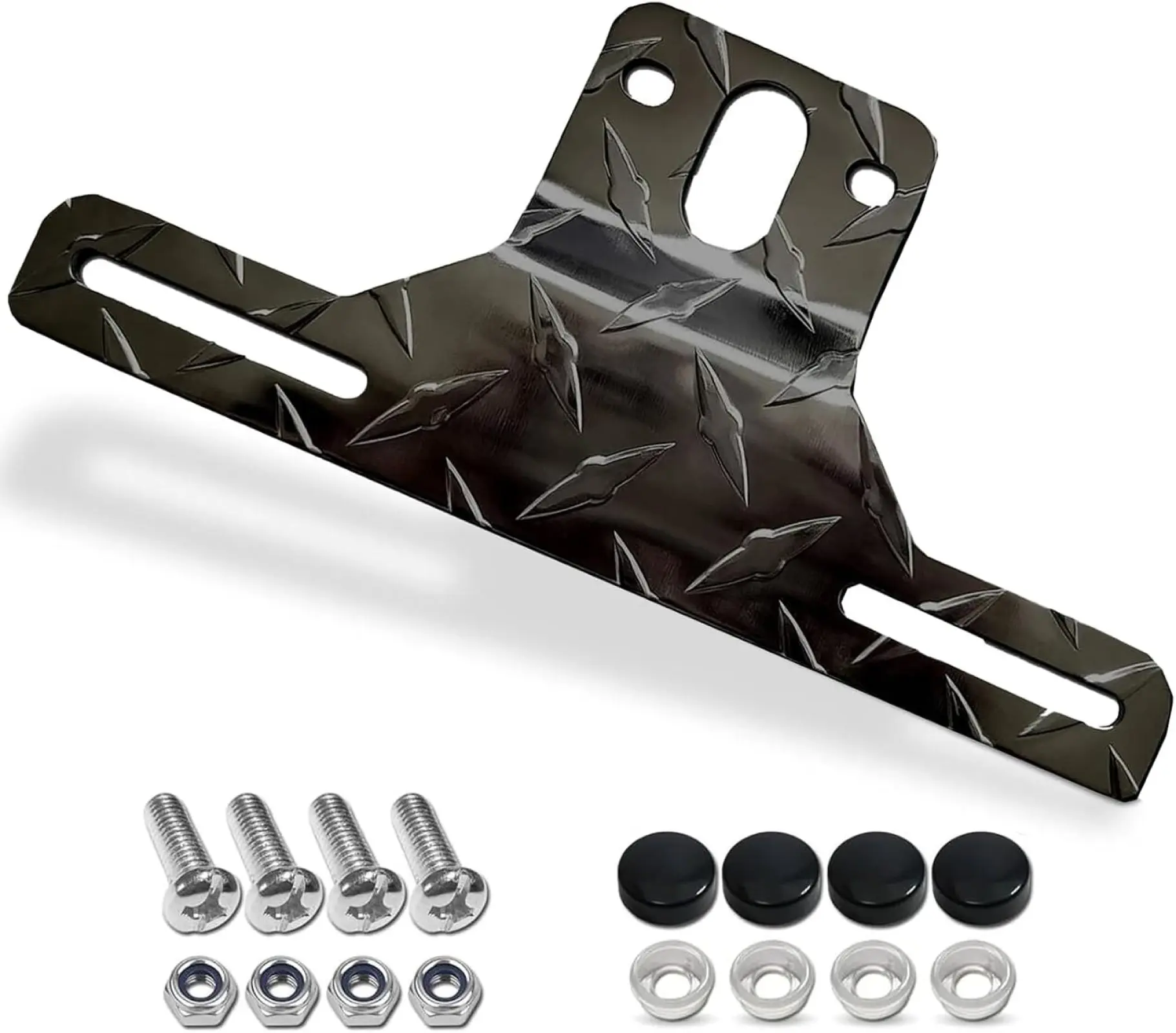 Trailer License Plate Bracket Frame, License Plate Brackets with Mounting Screws/Caps, Aluminum Bracket Holder for Boats | Trucks, RVs, Heavy-Duty Universal License Plates, Black