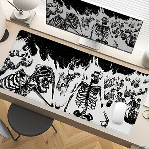 Horror Skull Pattern Mouse Pad, Rectangle Gaming Mouse Pad, Non-Slip Rubber Base Stitched Edge Desk Pad for Desk Laptop Desktop, Desk Accessories