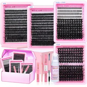 RITALASH 916PCS Mixed Length Individual False Eyelashes Kit, DIY Eyelash Extensions, Natural-Looking Eyelash Extensions with Accessories, Self-Grafting Curling Lashes for Women, Makeup Products, Eyelash Extensions Set