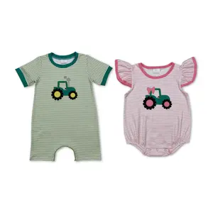 toddler embroidery car girls baby romper